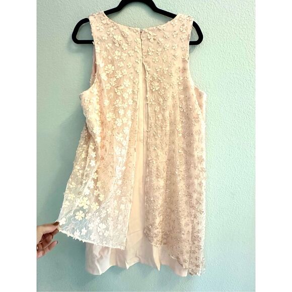 NWT Tahari ASL Women's Peach Floral Lace Overlay Dress.  Size 16 - Picture 8 of 11